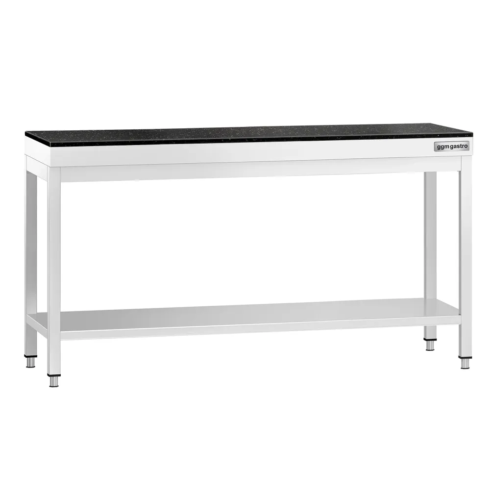 Маса от неръждаема стомана PREMIUM - 1800x800mm - с основен рафт - с включен плот от гранит