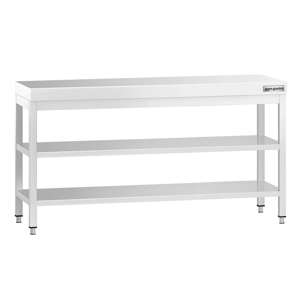 Маса от неръждаема стомана PREMIUM - 1800x800mm - с основен рафт и междинен рафт