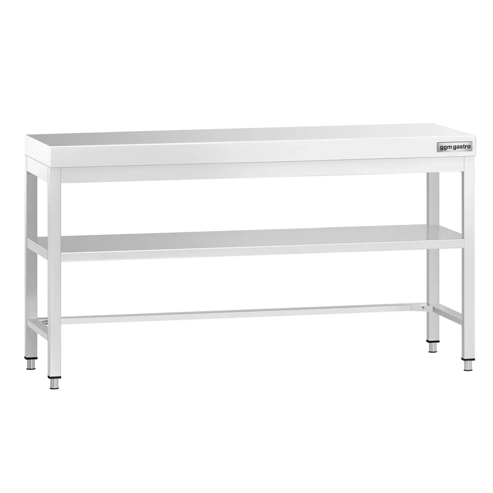 Маса от неръждаема стомана PREMIUM - 1800x800mm - с основен рафт и укрепваща връзка
