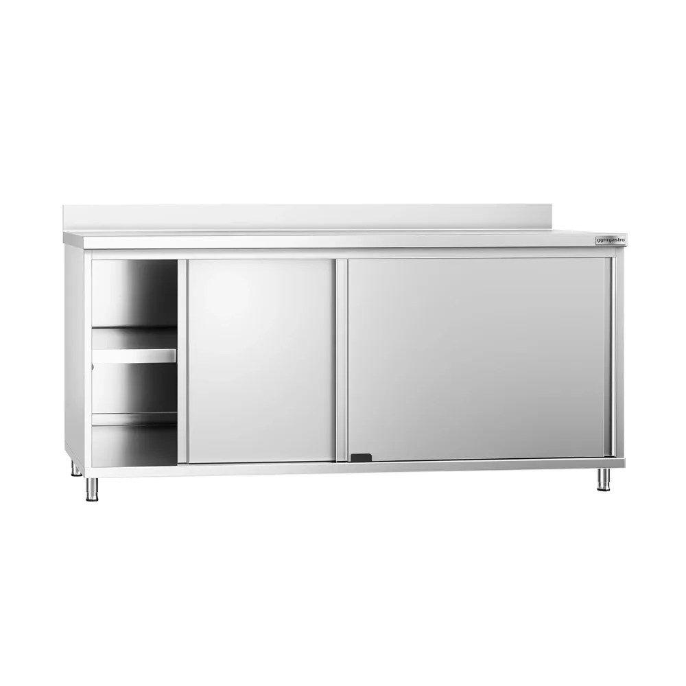 Професионален Работен шкаф от неръждаема стомана PREMIUM - 1800x800mm - с плъзгащи се врати & Борд