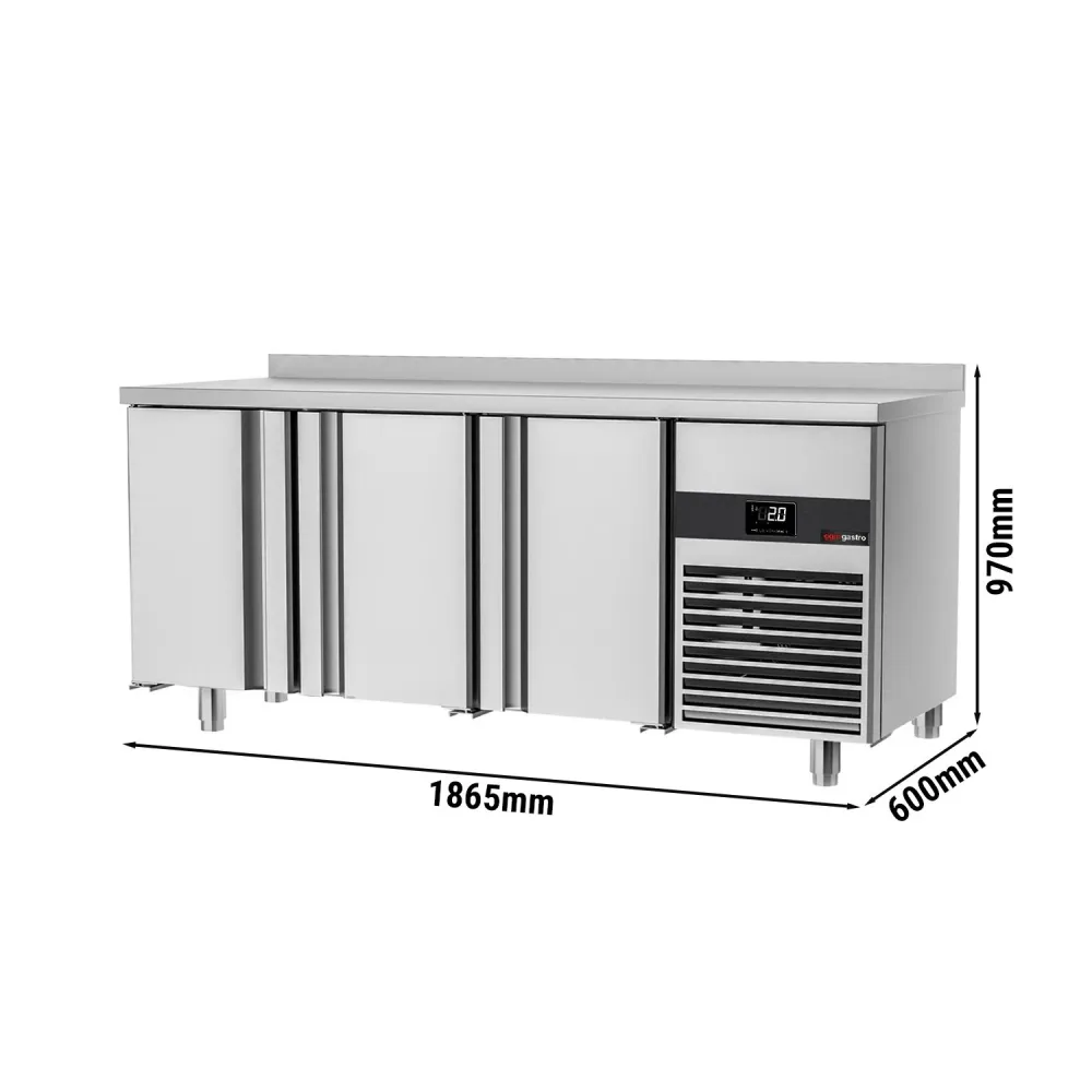 Професионална хладилна маса PREMIUM - 1865x600mm - с 3 врати - вентилирано охлаждане - автоматично обезскрежаване