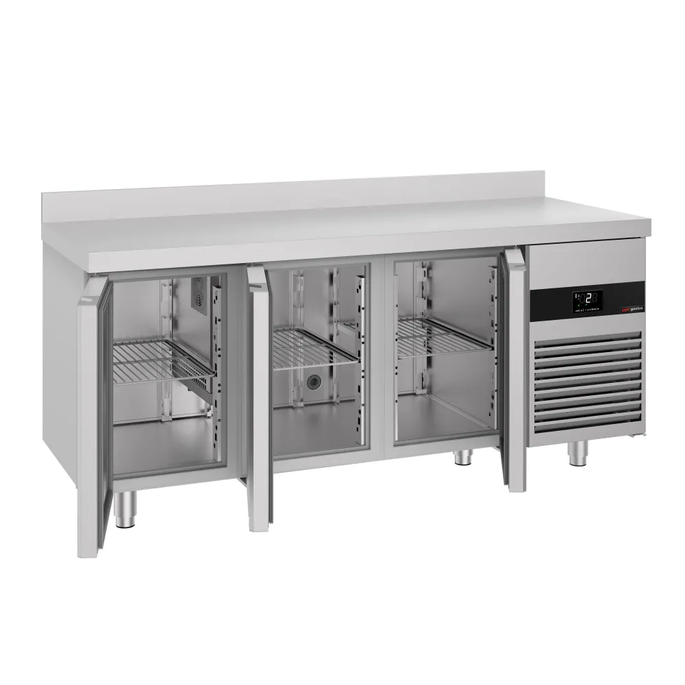 Професионална хладилна маса PREMIUM - 1865x700mm - с 3 врати - GN 1/1 - вентилирано охлаждане - с гръб