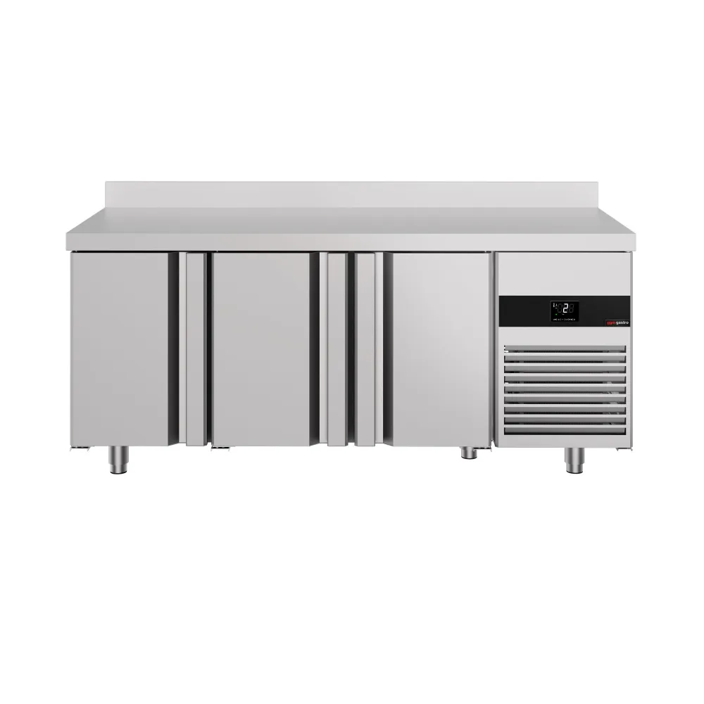 Професионална хладилна маса PREMIUM - 1865x700mm - с 3 врати - GN 1/1 - вентилирано охлаждане - с гръб
