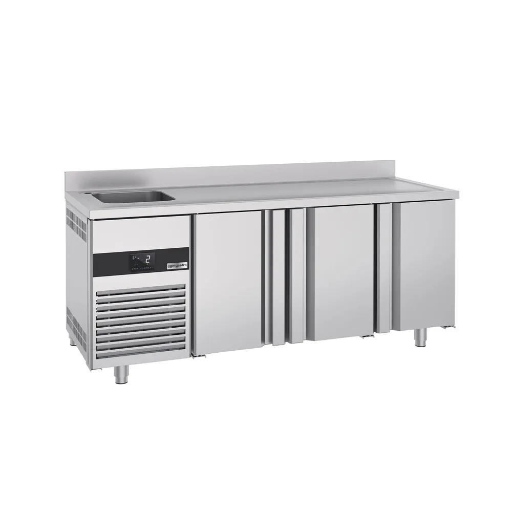 Професионална хладилна маса PREMIUM - 1900x700mm - с 3 врати - GN 1/1 - вентилирано охлаждане - с гръб 60мм