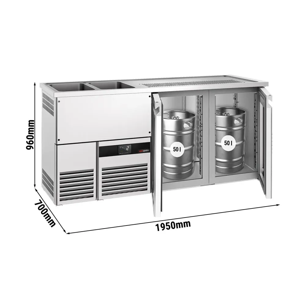 Бар хладилник за напитки PREMIUM - 1950x700mm - 2 стъклени врати