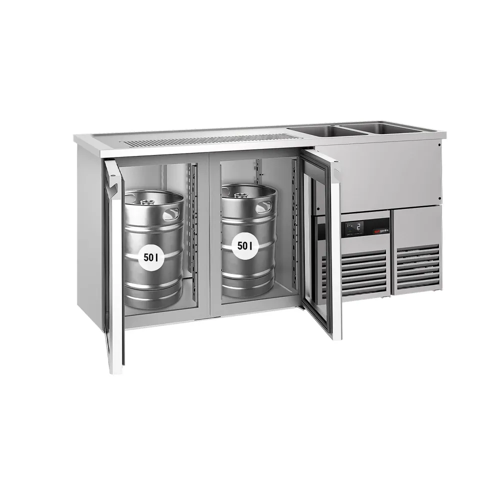 Бар хладилник за напитки PREMIUM - 1950x700mm - 2 стъклени врати