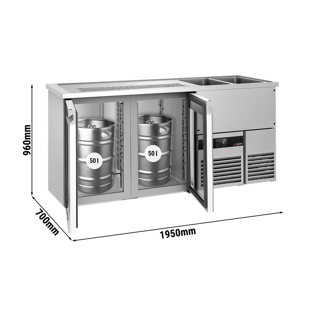 Бар хладилник за напитки PREMIUM - 1950x700mm - 2 стъклени врати