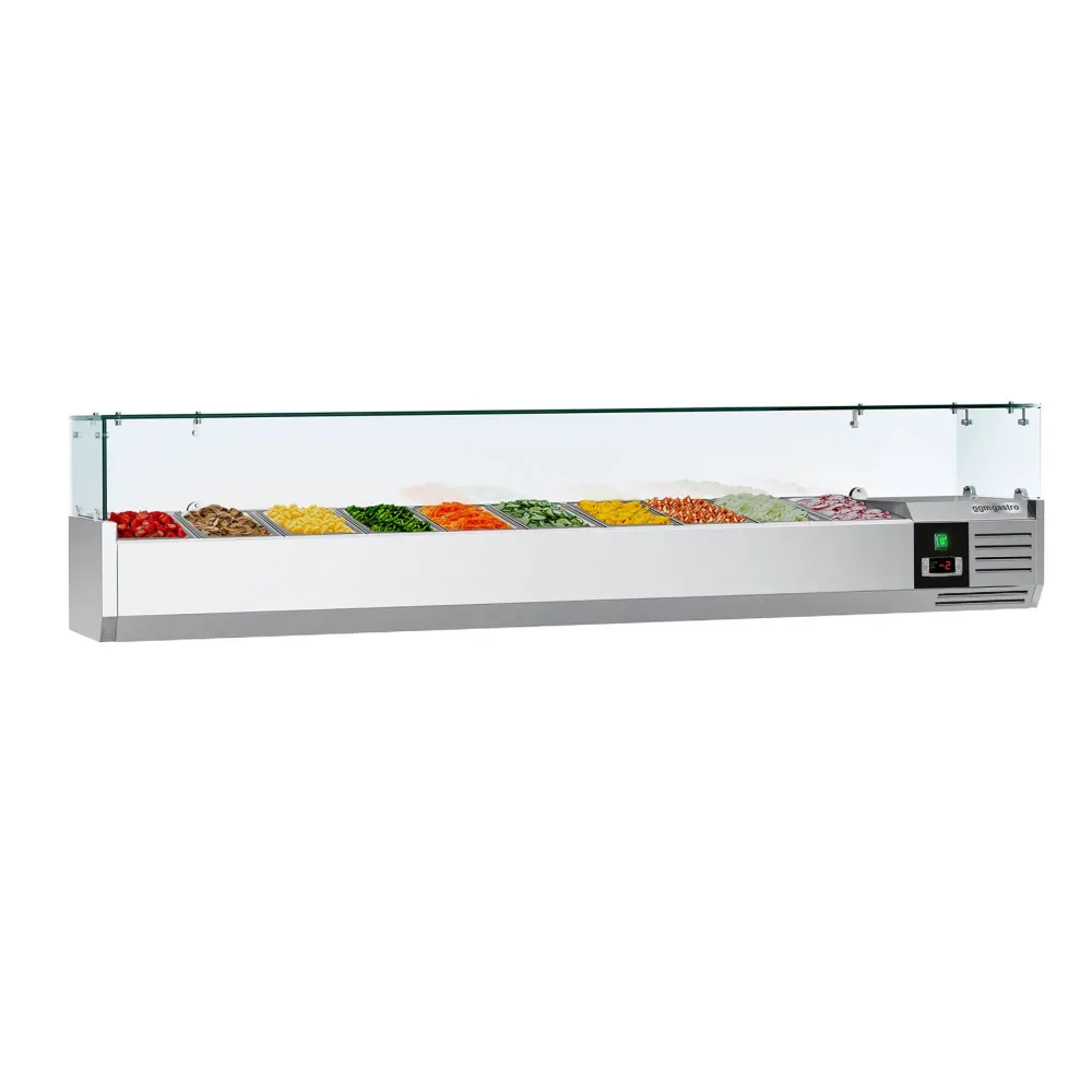 Настолна хладилна витрина PREMIUM - 2000x335x460mm - 10x GN 1/4 - с право стъкло