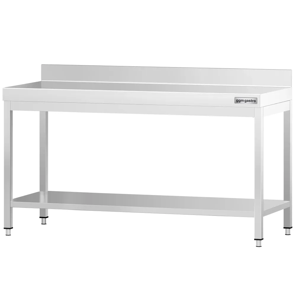 Маса от неръждаема стомана PREMIUM - 2000x700mm - с основен рафт и борд отзад