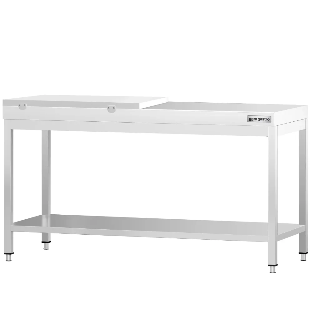 Маса от неръждаема стомана PREMIUM - 2000x700mm - с основен рафт - с включена дъска за рязане - бяла