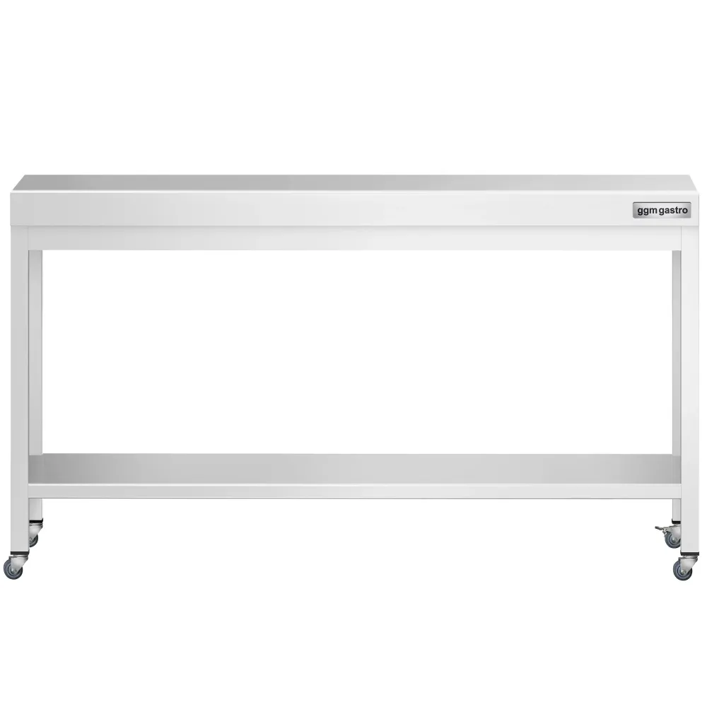 Работна маса PREMIUM от неръждаема стомана - 2000x700mm - с основа и колелца