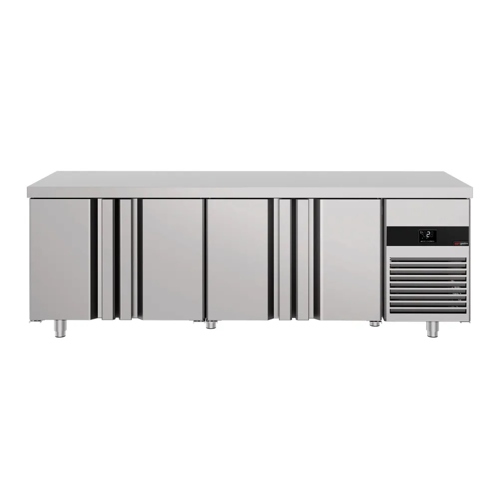 Професионална хладилна маса PREMIUM - 2330x700mm - с 4 врати - GN 1/1 - вентилирано охлаждане - вграден агрегат