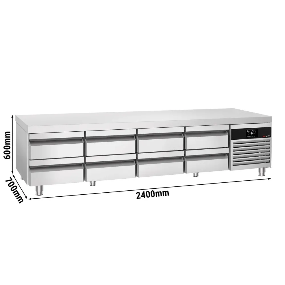 Комбинирана хладилно-фризерна основа (GN) PREMIUM - от -2 до +8°C - 2400mm - 310л - 8 чекмеджета