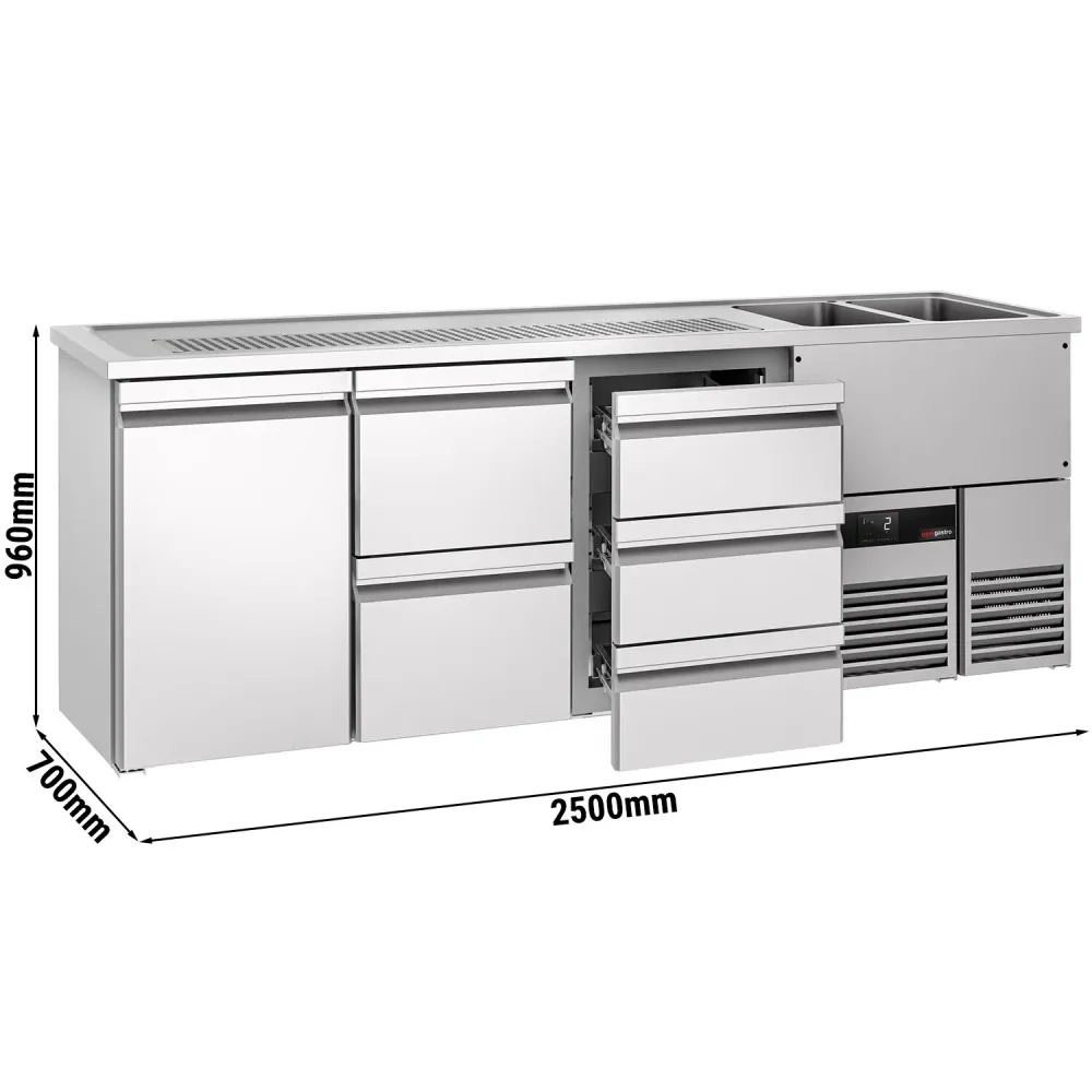 Хладилна маса PREMIUM - 2500x700mm - 1 врата & 5 чекмеджета