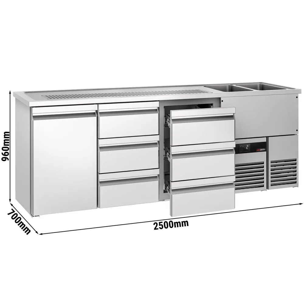 Хладилна маса PREMIUM - 2500x700mm - 1 врата & 6 чекмеджета