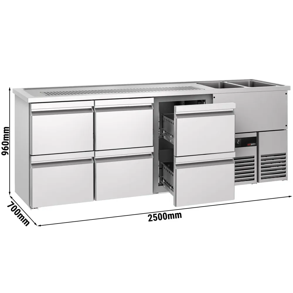 Хладилна маса PREMIUM - 2500x700mm - 6 чекмеджета