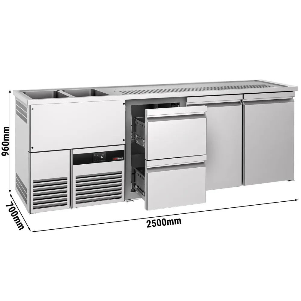 Хладилна маса PREMIUM - 2500x700mm - 2 врати & 2 чекмеджета