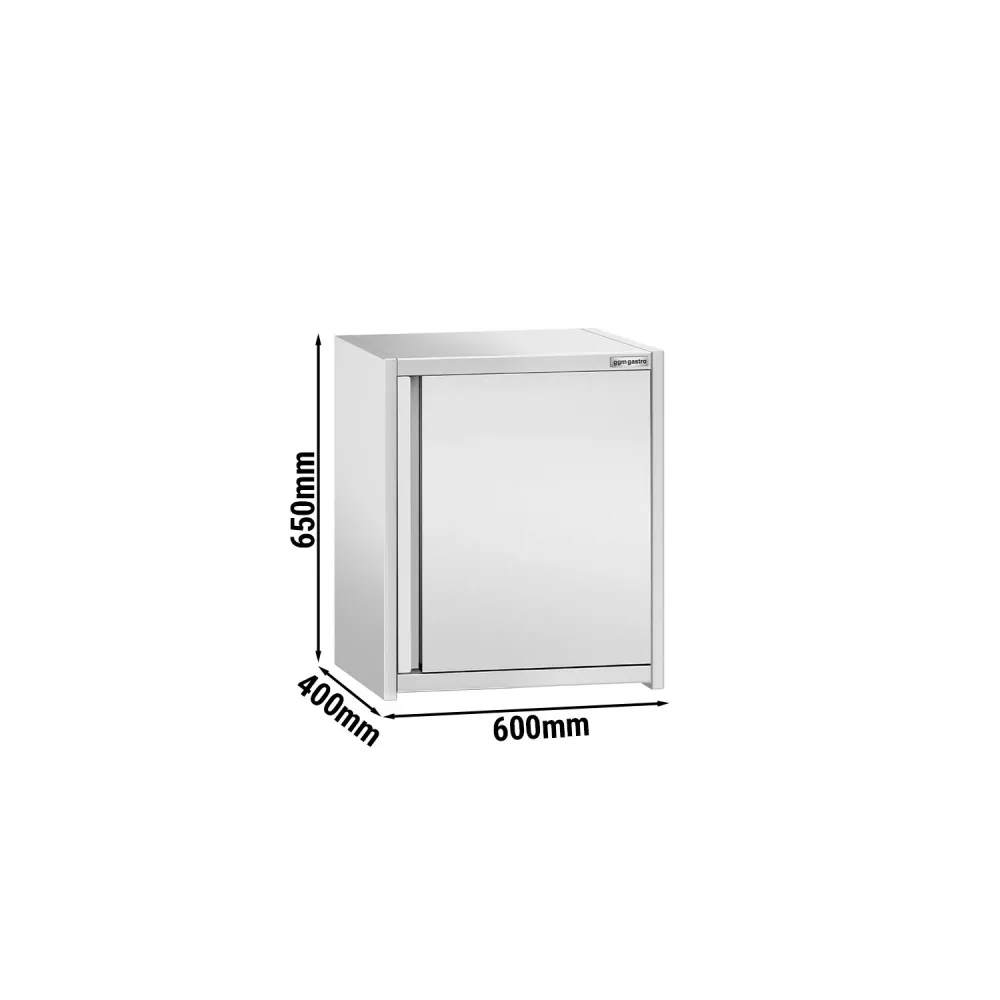 Стенен шкаф от неръждаема стомана PREMIUM - 600x400mm - с врата на панти - 650mm височина