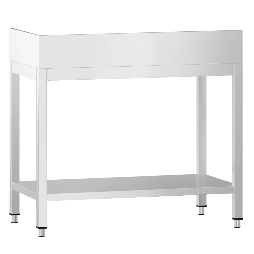 Маса от неръждаема стомана PREMIUM - 600x600mm - с основен рафт и борд отзад + вдясно