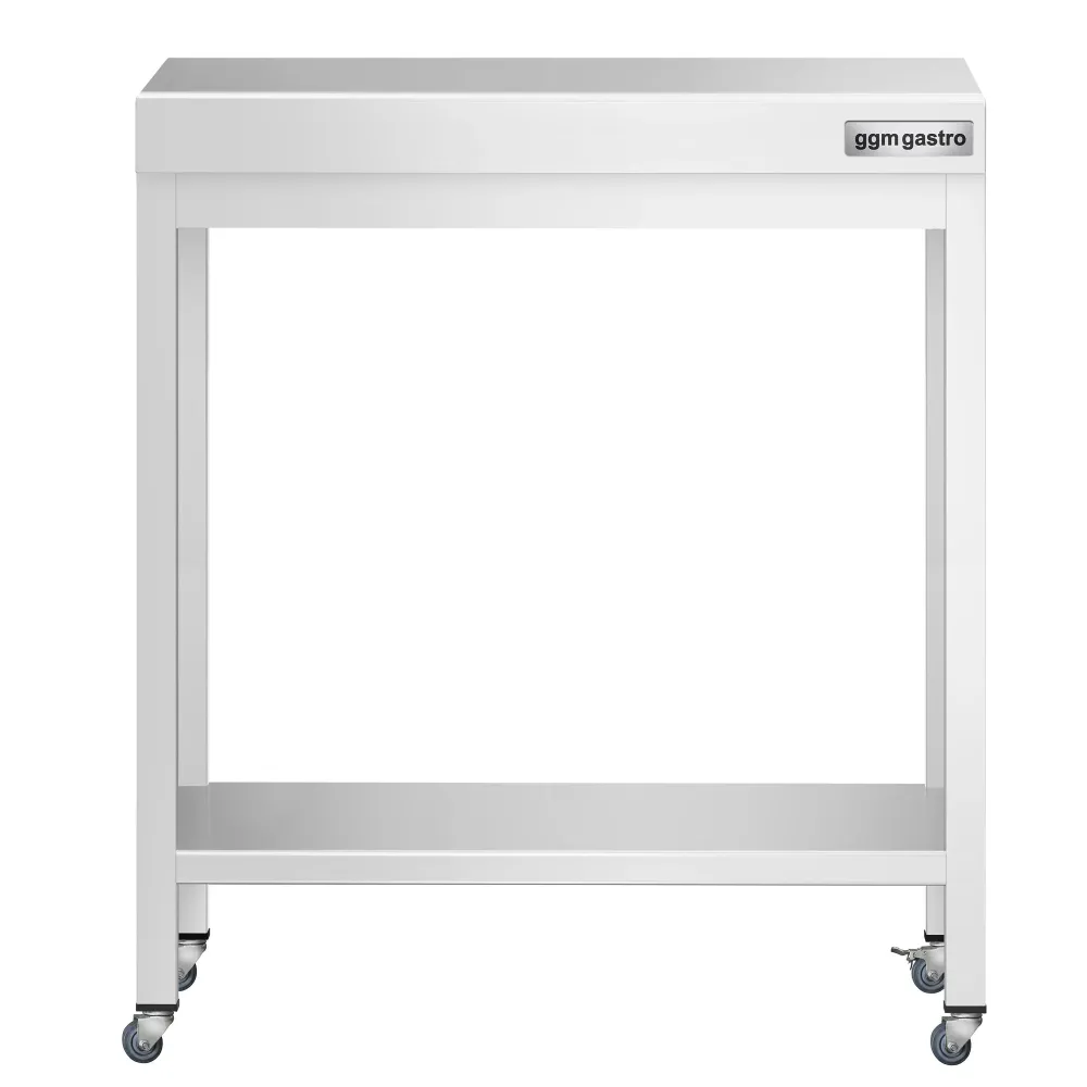 Работна маса PREMIUM от неръждаема стомана - 700x700mm - с основа и колелца