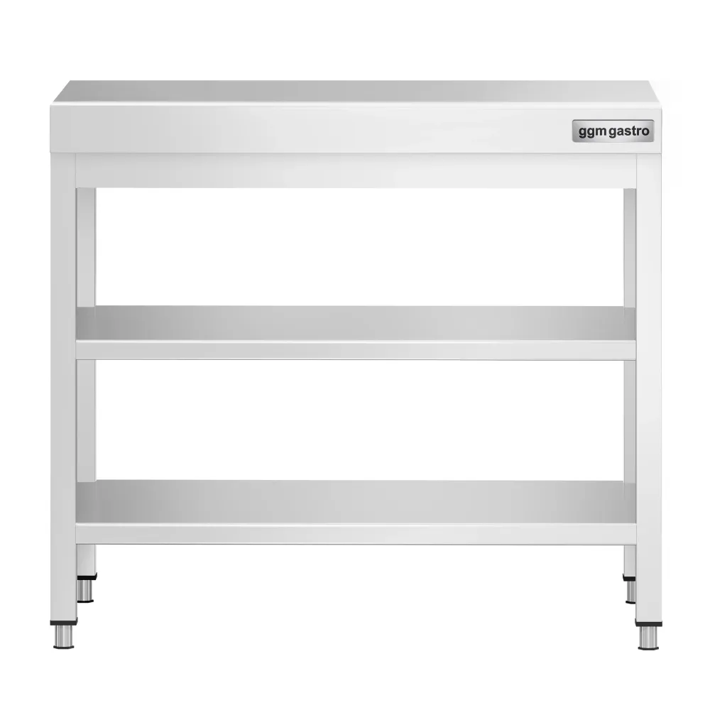Маса от неръждаема стомана PREMIUM - 700x700mm - с основен рафт и междинен рафт