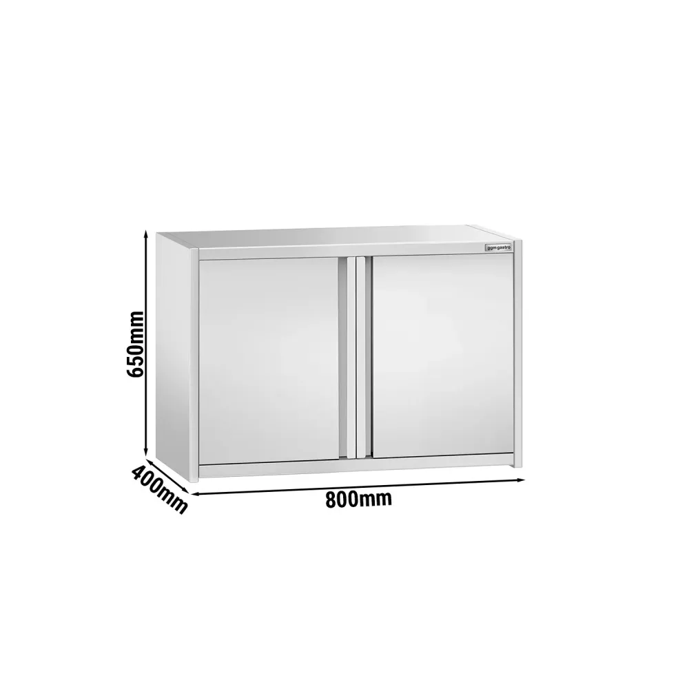 Стенен шкаф от неръждаема стомана PREMIUM - 800x400mm - с врати на панти - 650mm височина