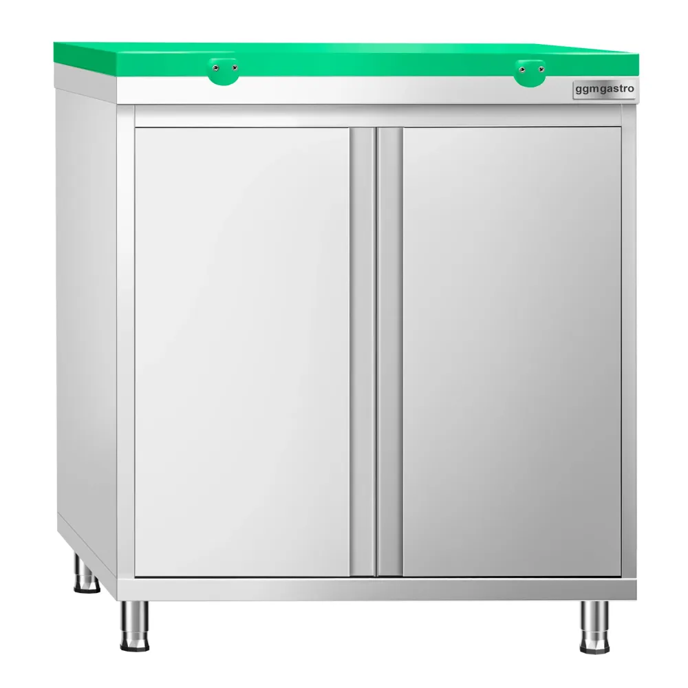 Професионален Работен шкаф от неръждаема стомана PREMIUM - 800x600mm - с отваряеми врати (на панти) | междинен рафт - вкл....