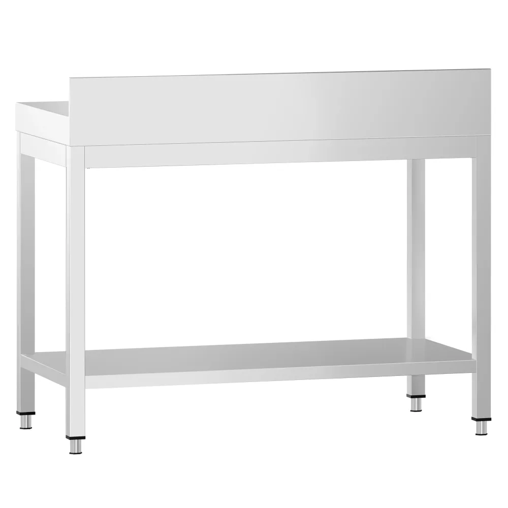 Маса от неръждаема стомана PREMIUM - 800x600mm - с основен рафт и борд отзад