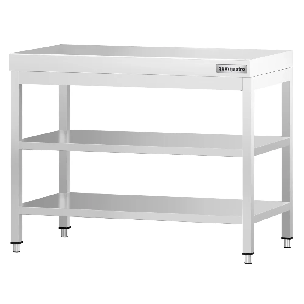 Маса от неръждаема стомана PREMIUM - 800x700mm - с основен рафт и междинен рафт