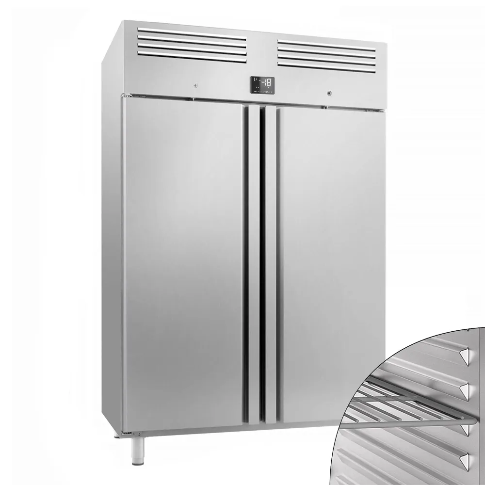 Фризерен шкаф неръждаема стомана PREMIUM PLUS - GN 2/1 - 1240 литра - с 2 врати & заключване & водачи/релси