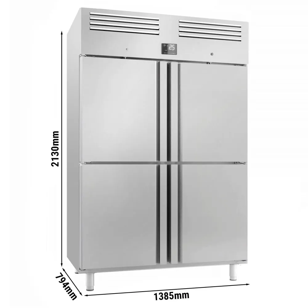 Хладилен шкаф неръждаема стомана PREMIUM PLUS - GN 2/1 - 1240 литра - с 4 х 1/2 врати