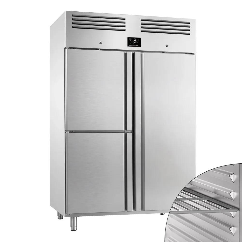 Хладилен шкаф неръждаема стомана PREMIUM PLUS - GN 2/1 - 1240 литра - с 3 врати & заключване