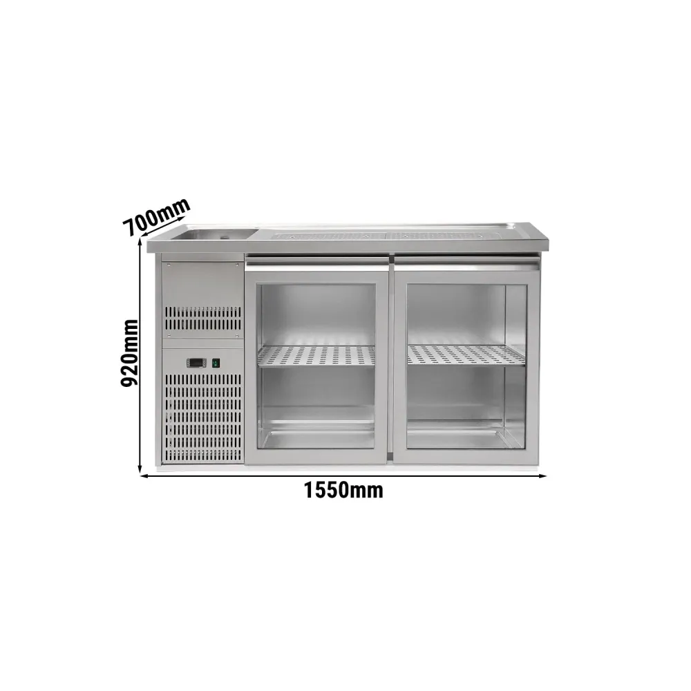 Бар хладилник за напитки PREMIUM PLUS - 1550x700mm - 2 стъклени врати
