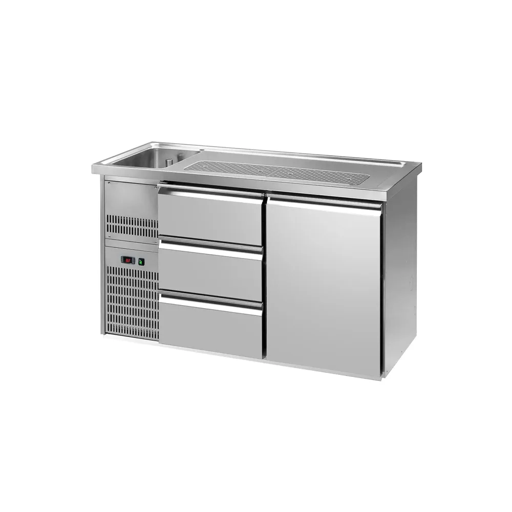 Хладилна маса PREMIUM PLUS - 1550x700mm - 1 врата & 3 чекмеджета