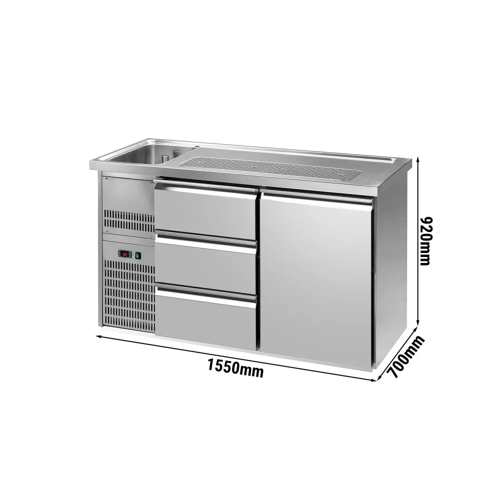 Хладилна маса PREMIUM PLUS - 1550x700mm - 1 врата & 3 чекмеджета