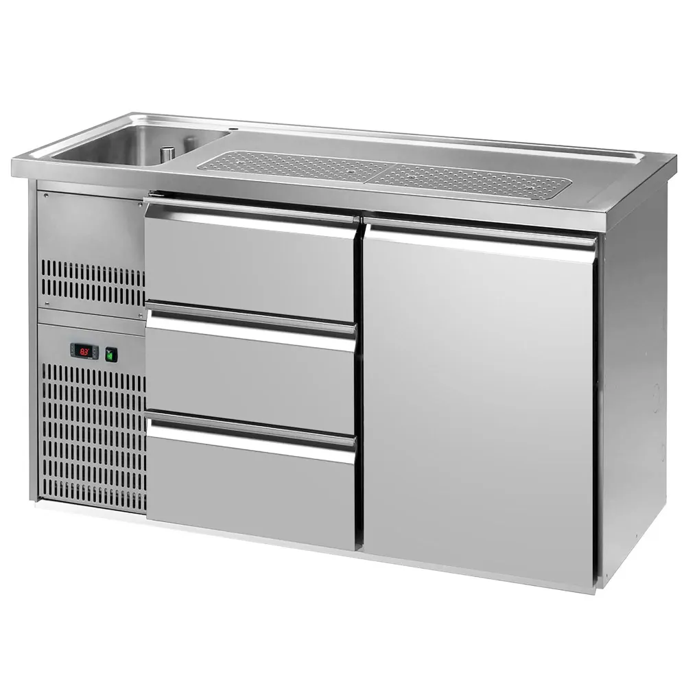Хладилна маса PREMIUM PLUS - 1550x700mm - 1 врата & 3 чекмеджета
