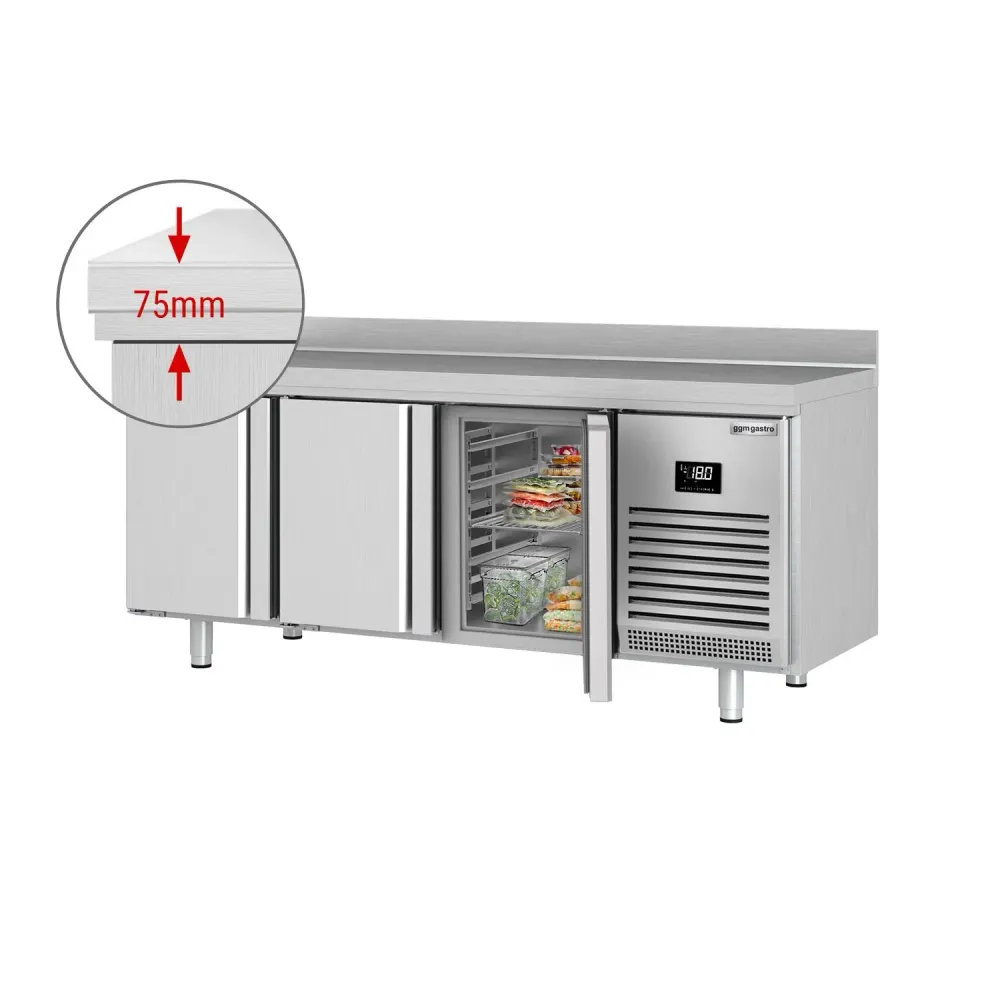 Професионална фризерна маса Premium PLUS - 1960x600mm - с 3 врати - с гръб 100мм - вентилирано охлаждане - автоматично обе...