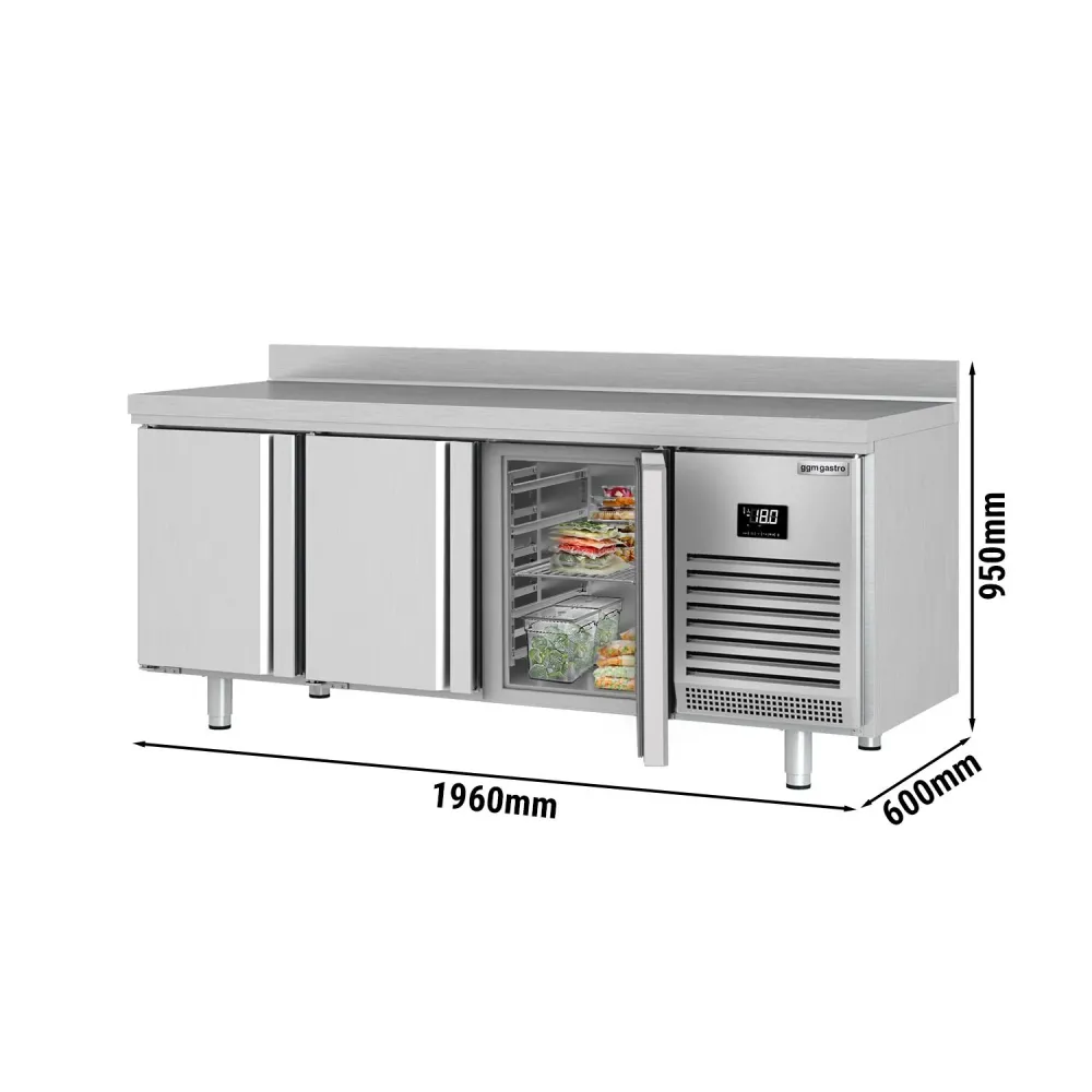 Професионална фризерна маса Premium PLUS - 1960x600mm - с 3 врати - с гръб 100мм - вентилирано охлаждане - автоматично обе...