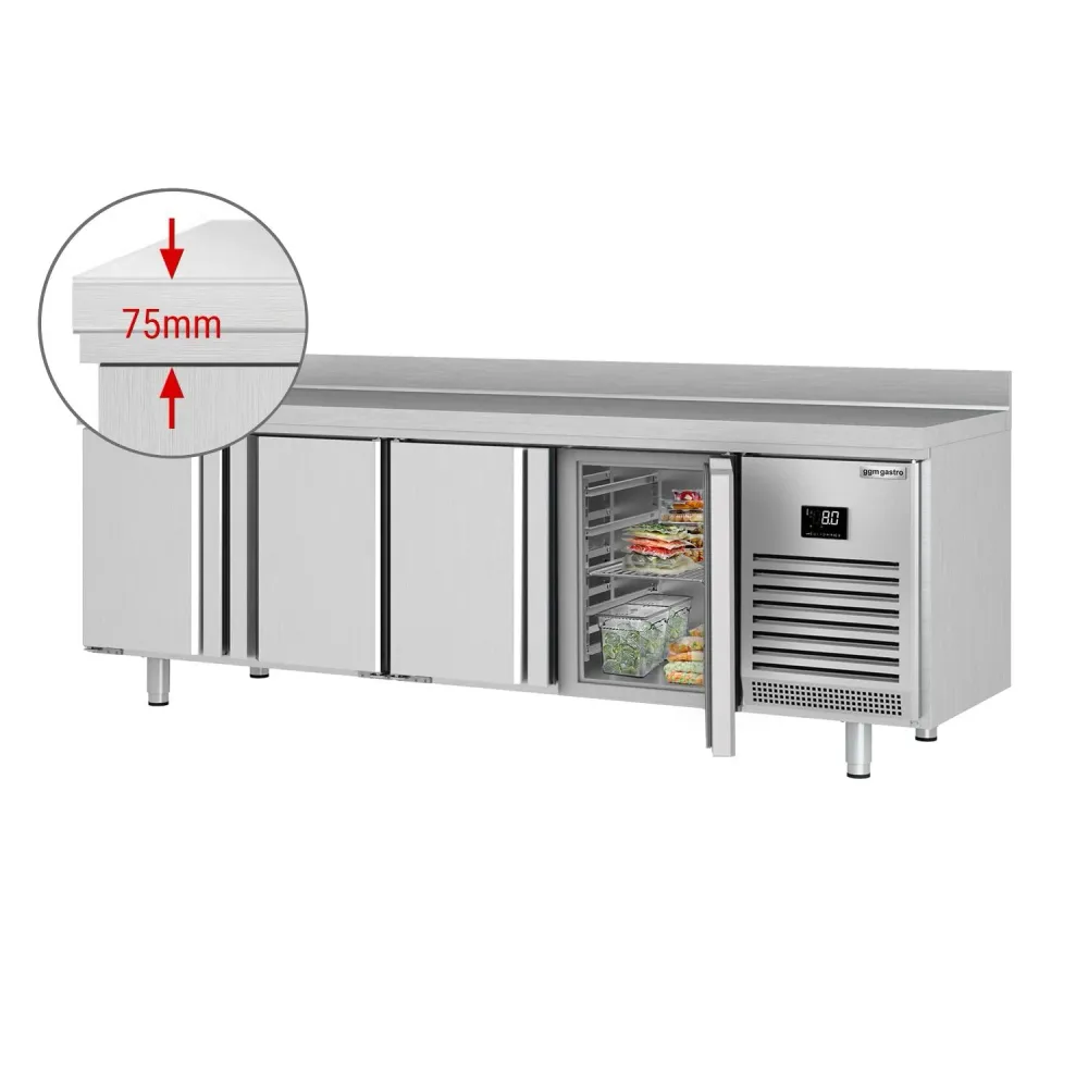 Професионална хладилна маса Premium PLUS - 2452x700mm - с 4 врати - с гръб 100мм - вентилирано охлаждане - автоматично раз...