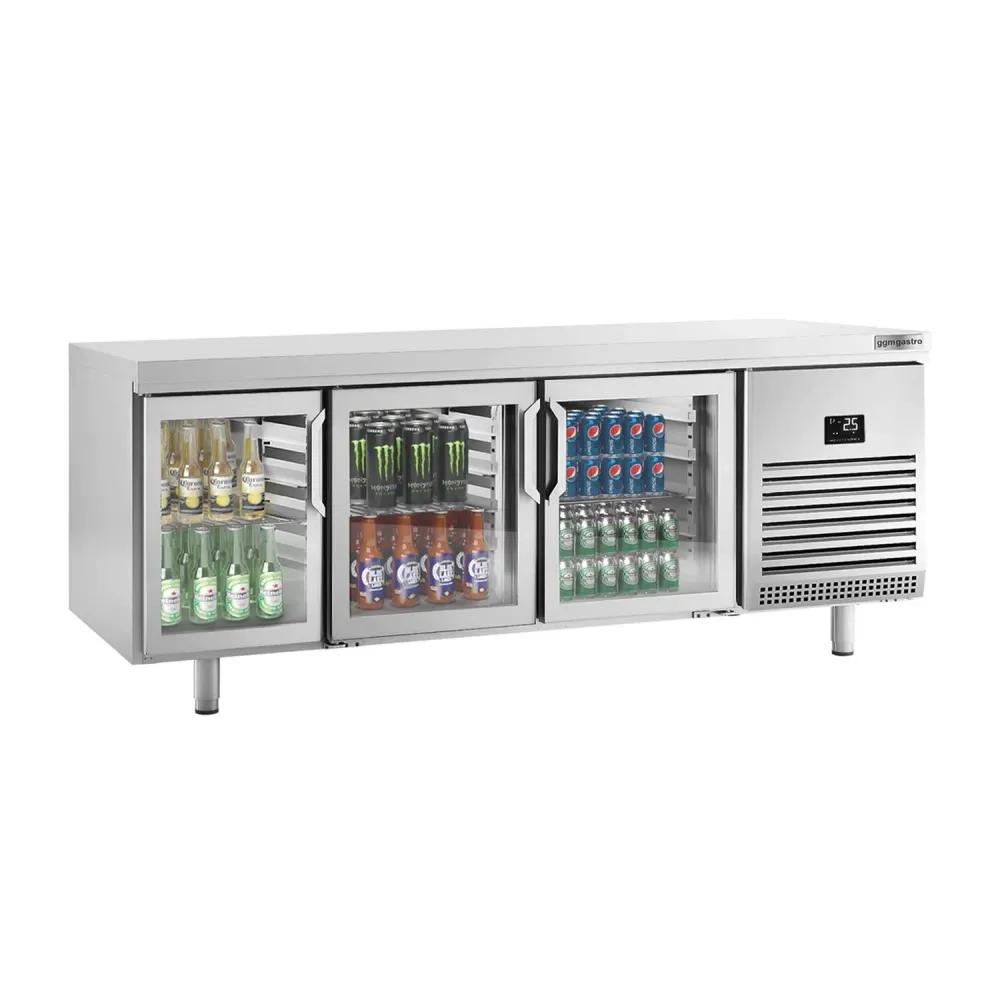 Барова хладилна маса PREMIUM PLUS - Bäckereikühltisch - 2185x800mm - 610 л - с 6 стъклени врати, LED осветление - без заде...