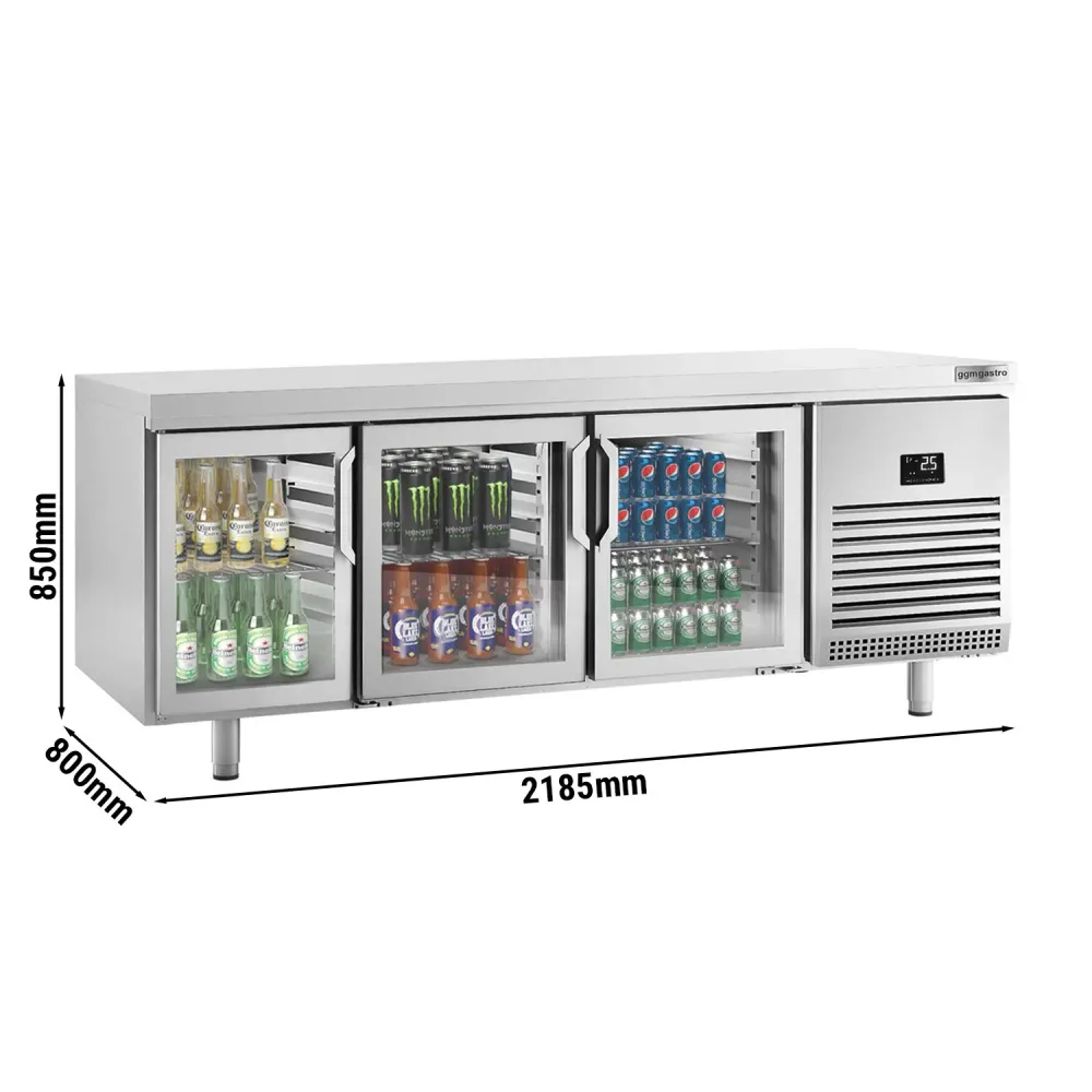 Барова хладилна маса PREMIUM PLUS - Bäckereikühltisch - 2185x800mm - 610 л - с 6 стъклени врати, LED осветление - без заде...