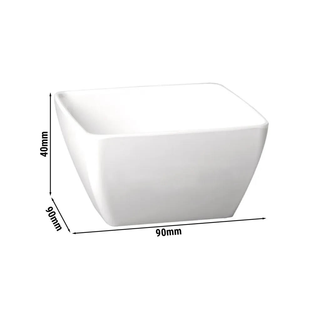(6 бр.) Купичка - PURE - Меламин - 140ml - правоъгълна - 90x90mm - Дълбочина: 40mm - Бяло
