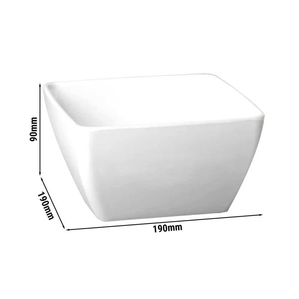 (6 бр.) Купа - PURE - Меламин - 1.5L - правоъгълна - 190x190mm - Дълбочина: 90mm - Бяло