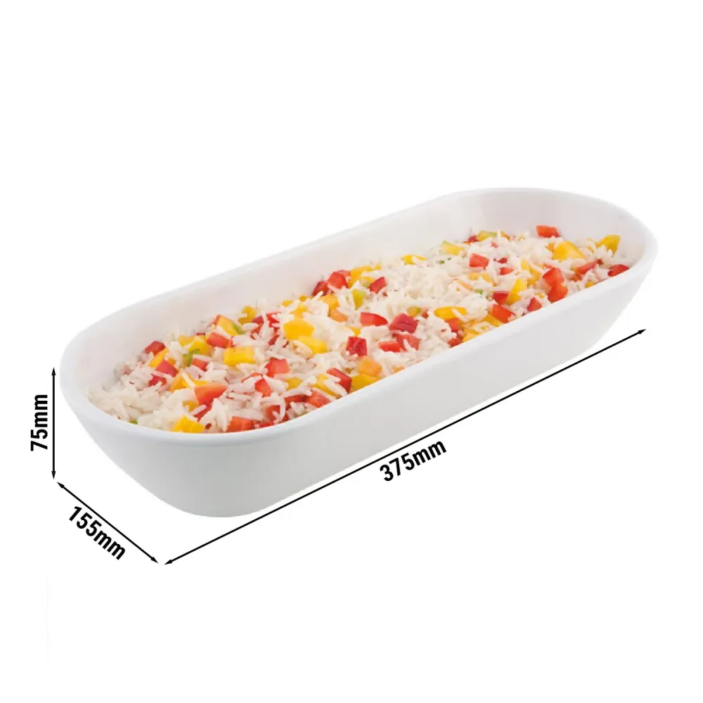 (6 бр.) Купа - PURE - Меламин - 1.5L - правоъгълна - 375x155mm - Дълбочина: 75mm - Бяло