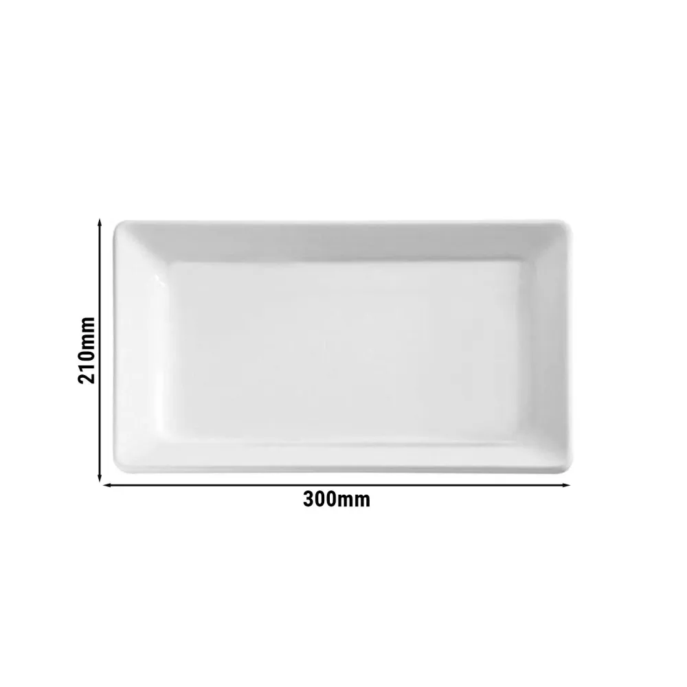 (6 бр.) Табла за сервиране - PURE - Меламин - 300x210mm - Височина:30mm - Бял