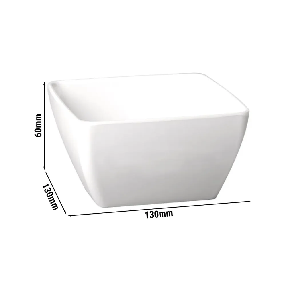 (6 бр.) Купичка - PURE - Меламин - 400ml - правоъгълна - 130x130mm - Дълбочина: 60mm - Бяло