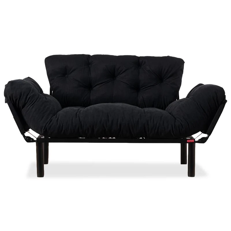 2-местен разтегателен диван pwf-0018 с дамаска в черен цвят 155x73x85см