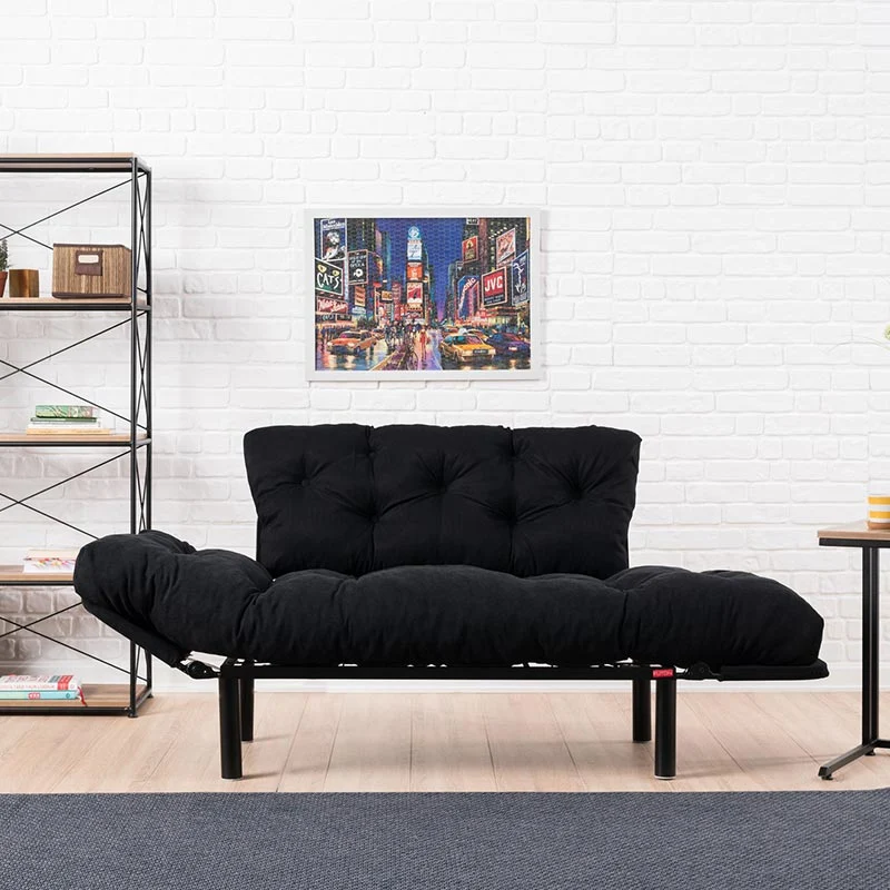 2-местен разтегателен диван pwf-0018 с дамаска в черен цвят 155x73x85см
