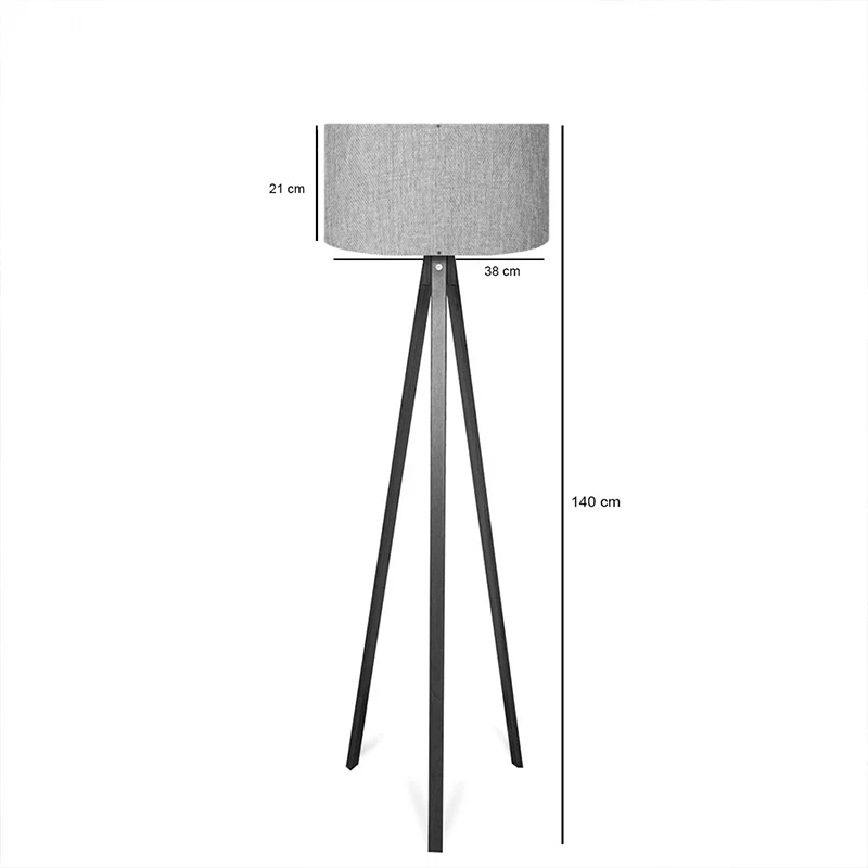 Подова лампа PWL-1059 E27 в абажур пясък/бежово-орех D38x140cm