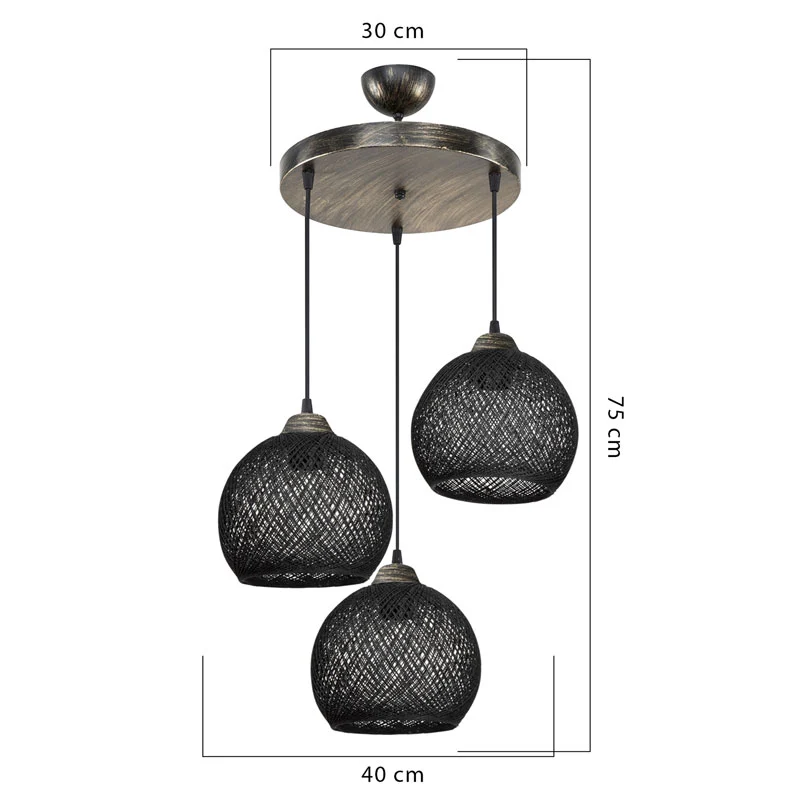 Плафон PWL-1121 Ε27 черно-бронз D40x80cm